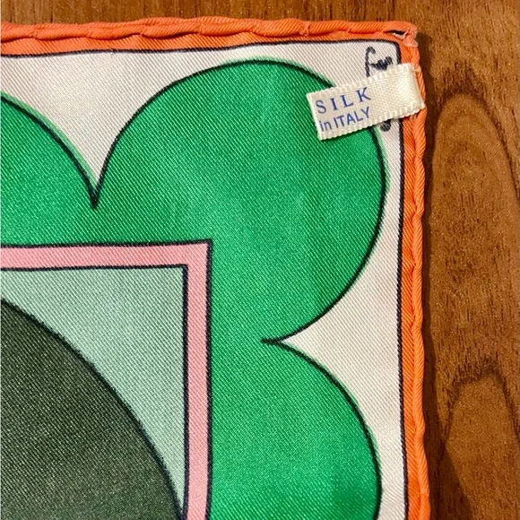 Designer Colorful Geometric Silk Scarf made in Italy - Picture 3 of 4